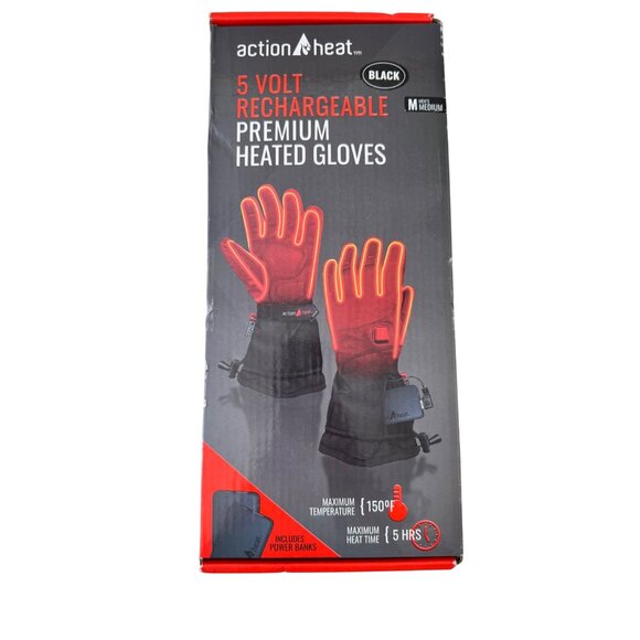 Action Heat 5 Volt Rechargeable Size Medium Men’s Premium Heated Gloves NWB $199 - Picture 1 of 14